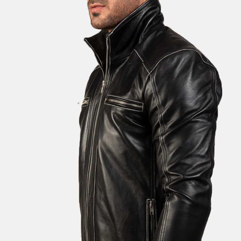 Mens Hudson Black Leather Biker Jacket7747-11-1577523416956